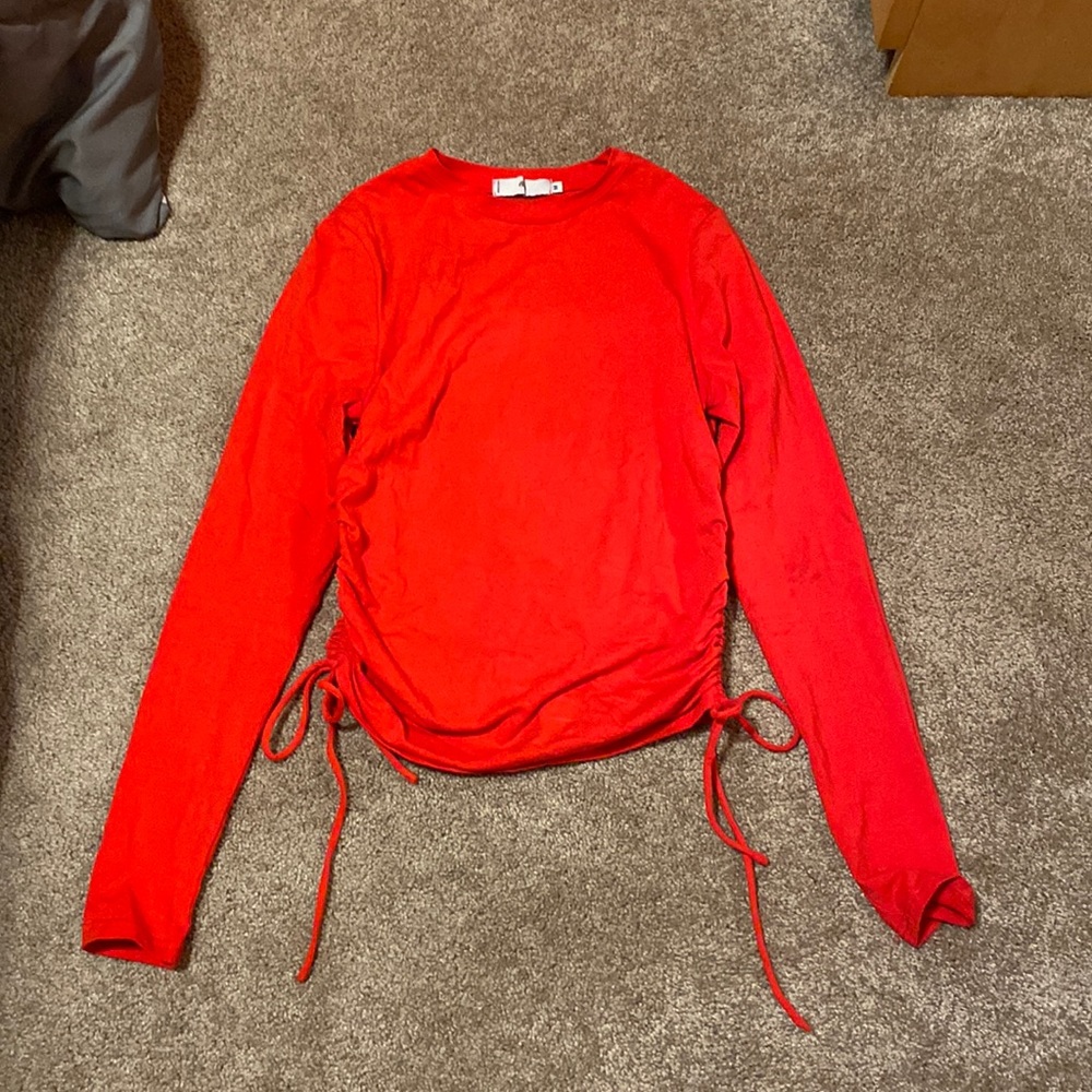 Red Adika Tie Long Sleeve Top